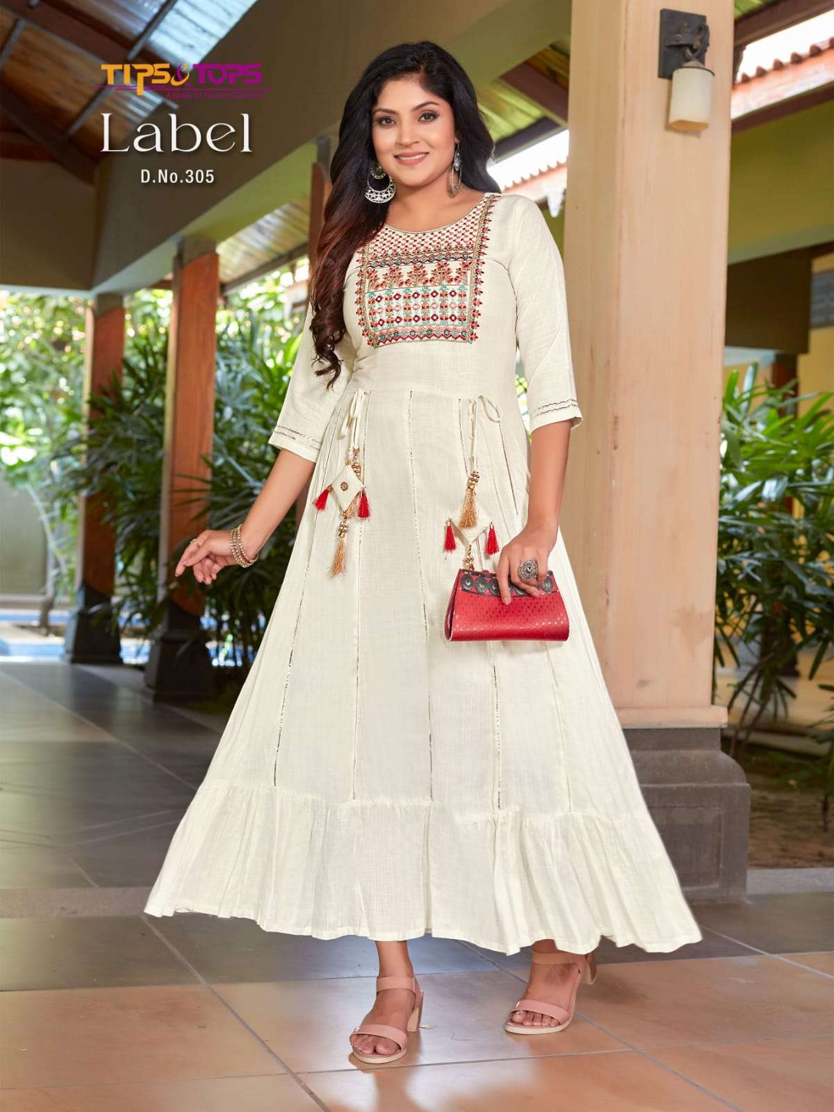 Tips & Tops-Label Vol 03-Fancy-Rayon-Hand Work-Heavy-Accesories-Long-Gown-Kurti-305
